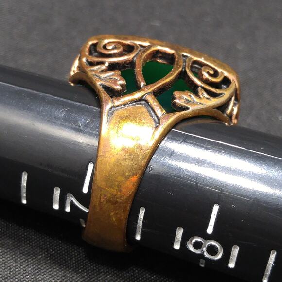 Barse Green Gemstone Ring, US Size 7 1/4, Bronze Copper Band - Picture 5 of 10